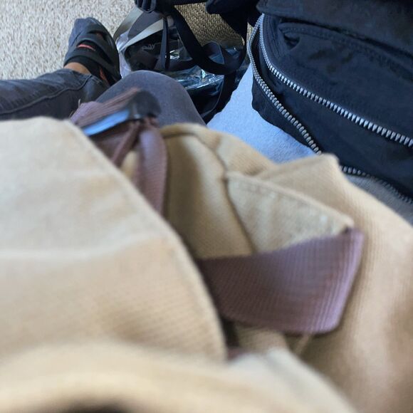 BELLA RUSSO Backpack Unisex Khaki Brown Canvas Drawstring Snap Zippered Pockets - Picture 6 of 11